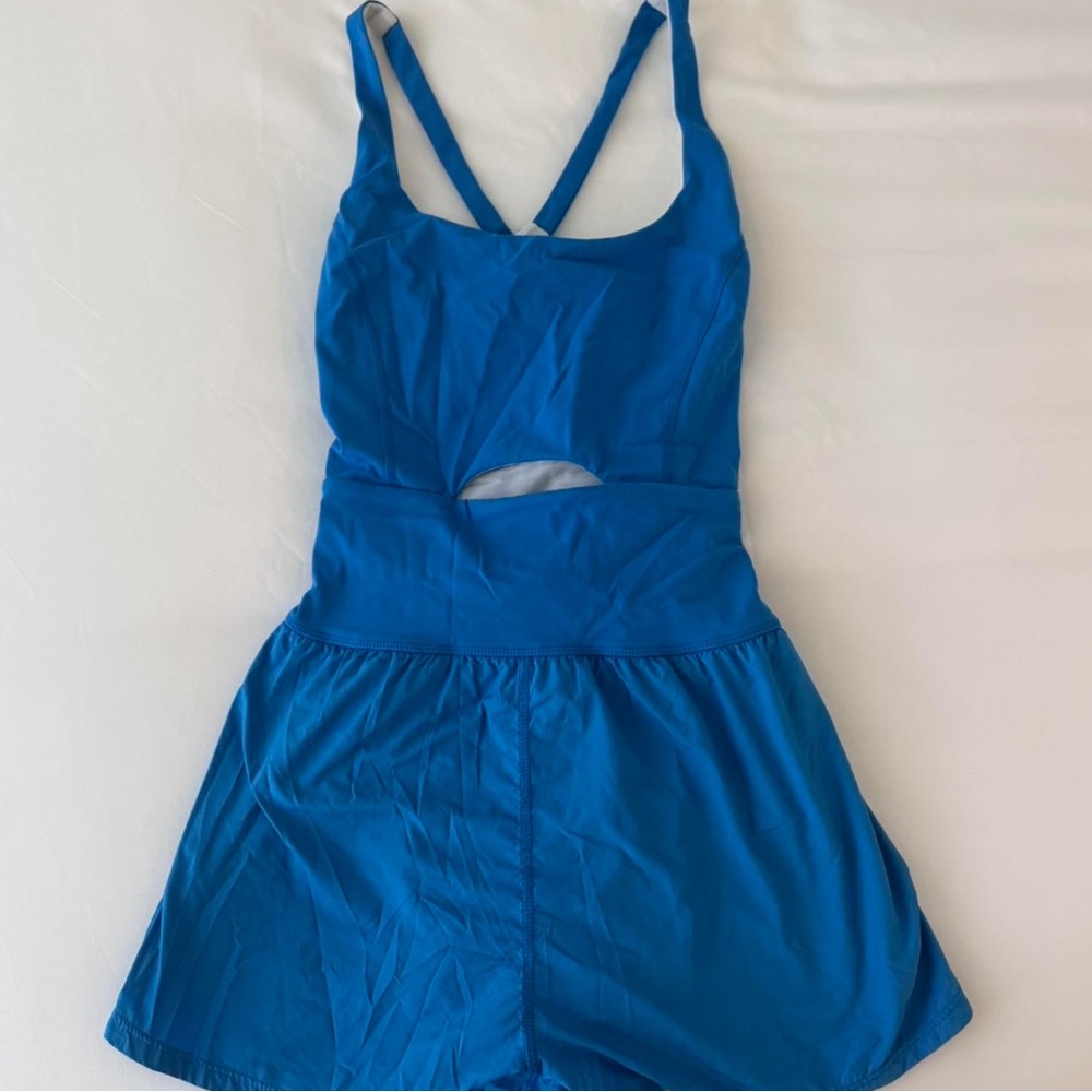 Free People Movement Righteous Runsie in the color blue print